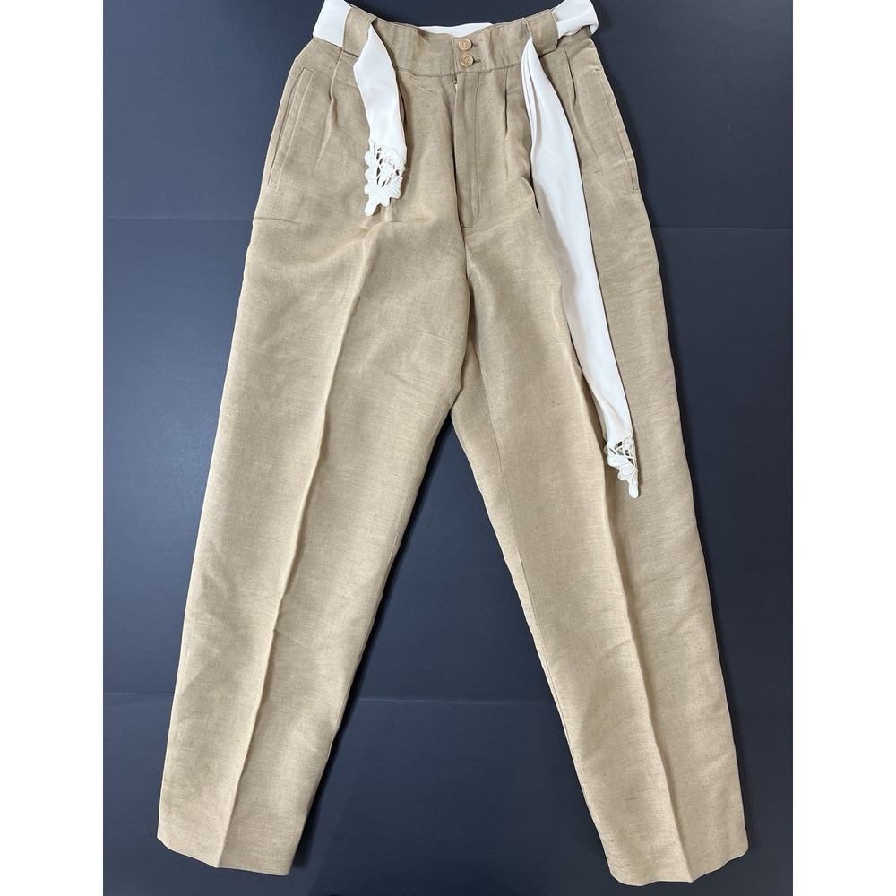 Vintage Giorgio Sant Angelo Collectible Gold Pants Womens 8 Straight Leg Belted - Picture 2 of 9